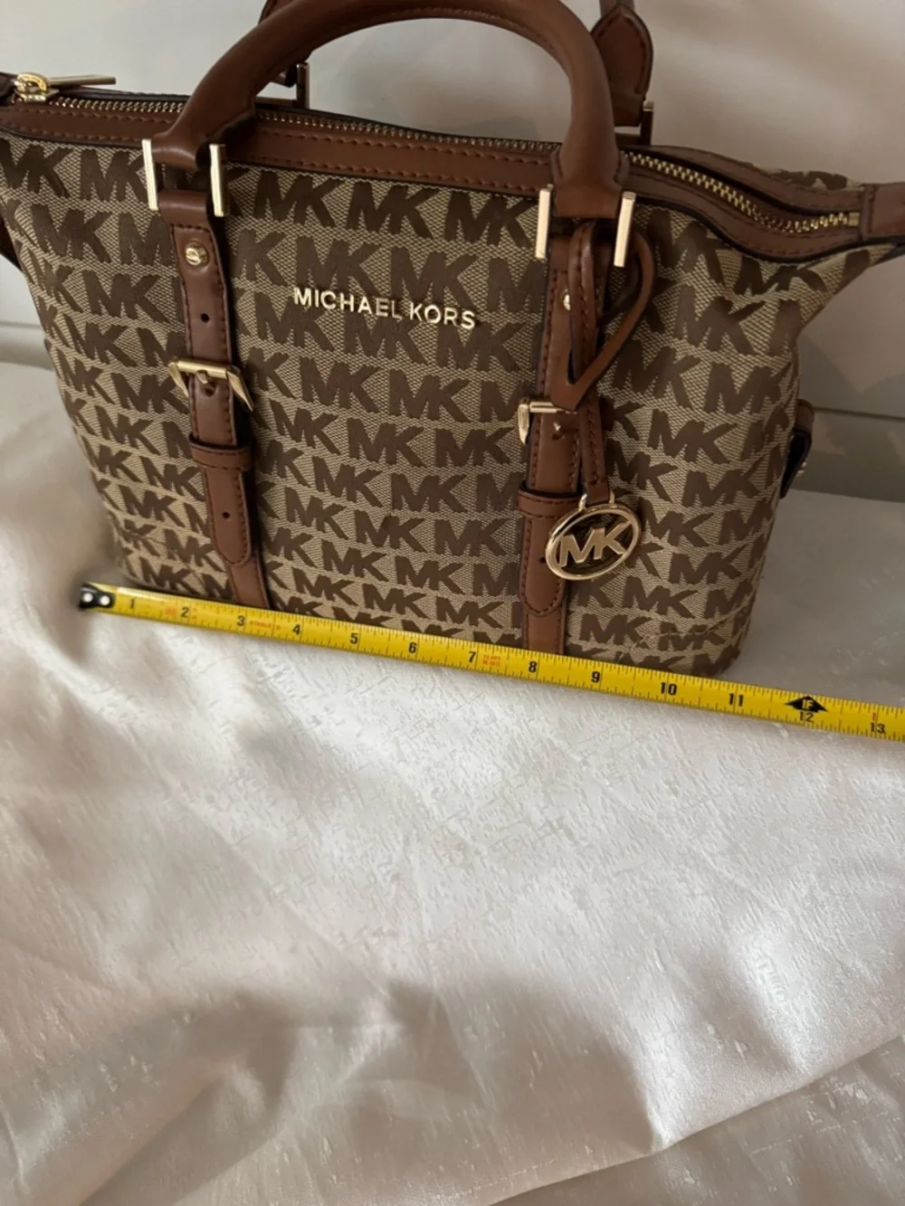 Michael Kors Ginger Small Duffle Style Brown Logo-Print Satchel